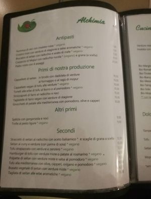 menù at Alchimia Ristorante Pizzeria Bio in Ravenna