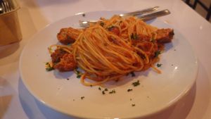 Meatball tomato pasta at HotCakes in Central Singapore