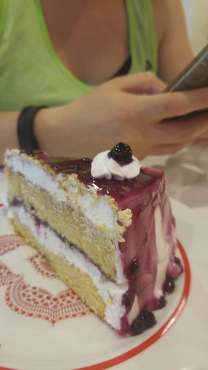 Blueberry rasberry vanilla cake - sooo good! at HotCakes in Central Singapore