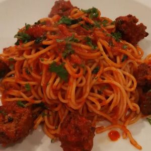 meat balls spaghetti  at HotCakes in Central Singapore