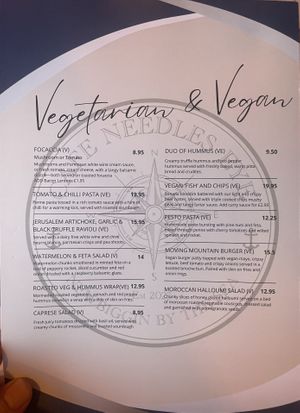 Vegan and Vegetarian Menu  at Cafe Needles Eye in Newbiggin-by-the-sea