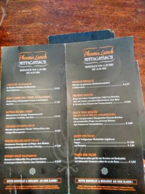 menu  at Phoenix Coffee in Bruchsal