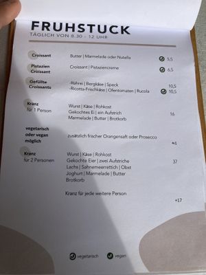 Menu  at Café Resa in Bayern