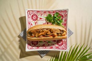 Vegetarian Banh mi Burger sandwich  at Plus 84 in Seoul