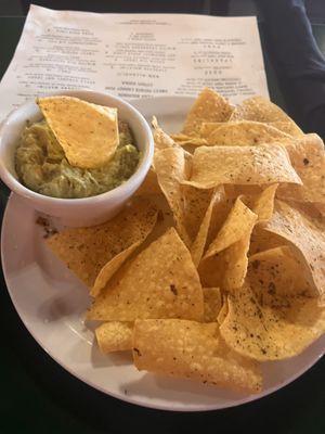 Chips and guac from happy hour menu  at Eloise in El Paso
