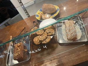 Though they have a set menu of sandwiches and drinks, their selection of baked goods changes daily. at Pilkku in Helsinki
