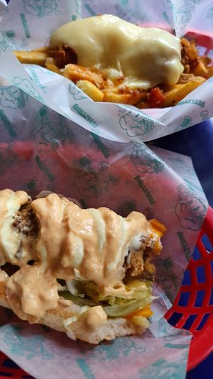 Served with chilli cheese dirty fries (so good) at Beelzebab in Brighton