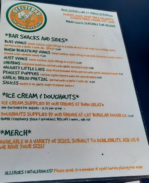 Sides menu at Beelzebab in Brighton