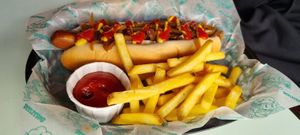 Hotdog at Beelzebab in Brighton