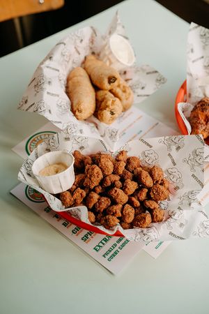 Pengest Poppers & Battered Gherkins at Beelzebab in Brighton