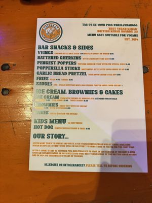 Menu   at Beelzebab in Brighton