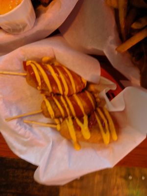 Corndogs at Beelzebab in Brighton
