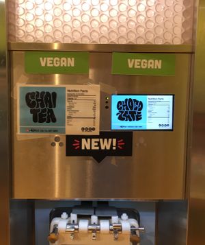 Self serve pump with two vegan flavors at 16 Handles - Upper East Side in New York City