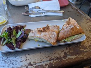 Vegan SoCal Girl sandwich is the size of an English Muffin at EAT Marketplace in Temecula
