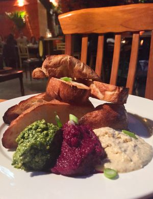 Mixed dip platter at Vegilicious in St Kilda