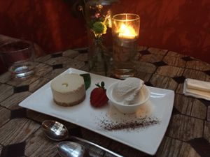 lemon cheesecake with coconut ice cream at Vegilicious in St Kilda