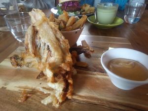 "Fish" and chips at Vegilicious in St Kilda