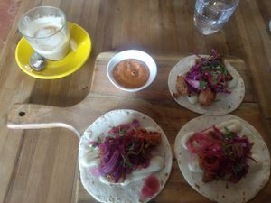 Pulled jackfruit tacos at Vegilicious in St Kilda