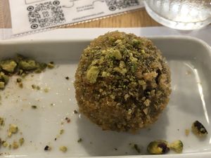 Vegan artichoke, pistachio and vegetable ham croquettes  at Restaurante Oslo in Valencia