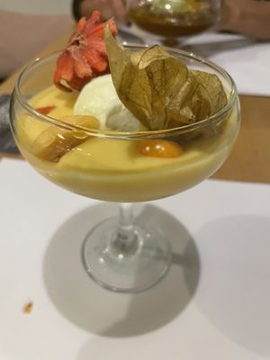 Passionfruit custard   at Restaurante Oslo in Valencia