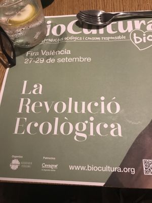Paper placemat celebrating our passion for the environment.  at Restaurante Oslo in Valencia