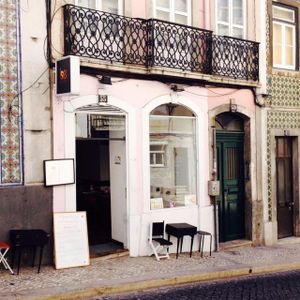 Outside at Be Happy Bar in Lisbon