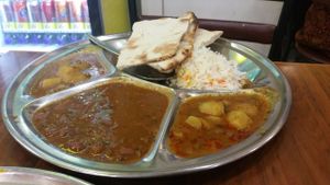 Vegan thali with plain naan (no butter) at Om Vegetarian - Capitol Arcade in Melbourne