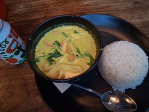 Green curry at Mackie Mayor in Manchester