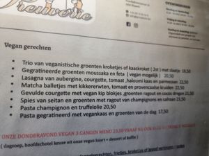 vegan dishes on menu (July 2021)  at De Preuverie in Hasselt