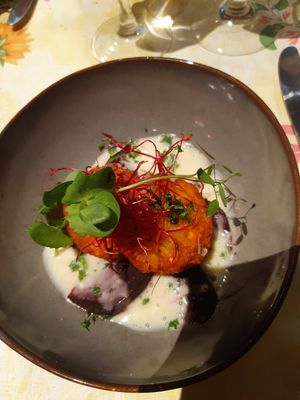 Kroketten met rode biet at De Preuverie in Hasselt