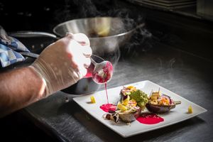 finishing a vegan plate at De Preuverie in Hasselt