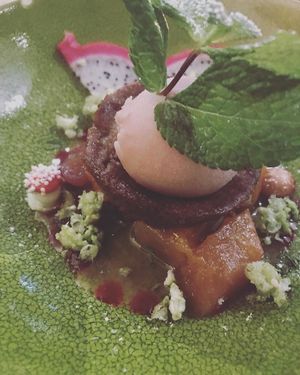 Sweet vegan dessert at De Preuverie in Hasselt