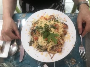 Pasta gratin with lots of veggies at De Preuverie in Hasselt