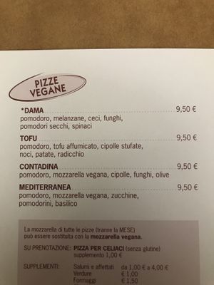 Menu  at Pizzeria Bar Botti in Rovereto