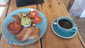 Seen here with a black coffee. Both less than a tenner together. at Cobbles and Clay - The Art Cafe in Haworth