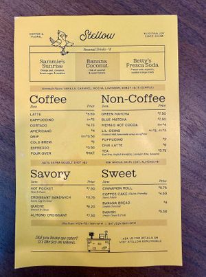 Menu at Stellow Coffee & Floral in Chamblee