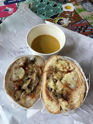 Steve grinder made vegan   at Lottie & Zula's in Portland