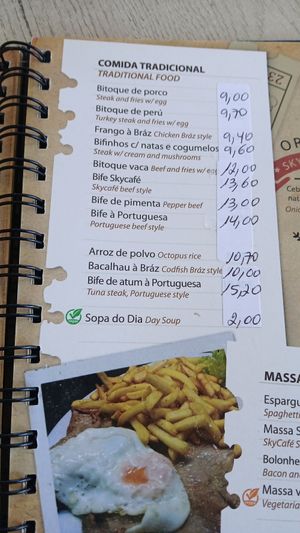 Menu at Sky Café - RESTAURANTE in Alvor