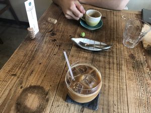 Rice milk latte and espresso  at Harukucchii in Fujisawa