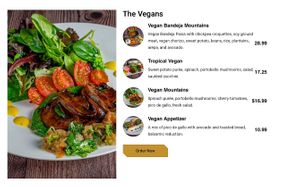 vegan menu at Colombian Mountains Cafe in Fort Lauderdale