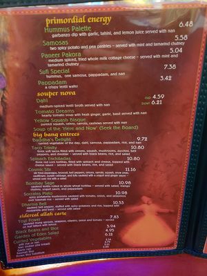 Menu 2/4 at Cosmic Cafe in Dallas