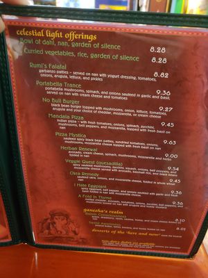 Menu 3/4 at Cosmic Cafe in Dallas
