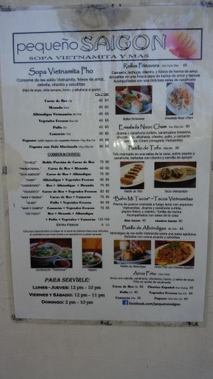 menu at Pequeno Saigon in Tijuana