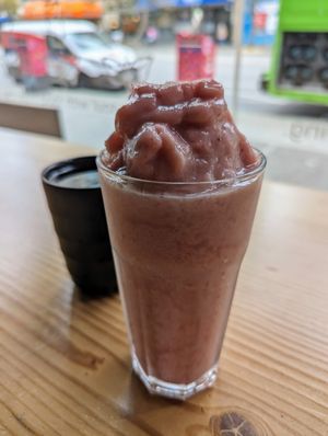 Goji Smoothie. at Lotus Seed Vegan in Vancouver