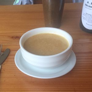 Yam soup at Lotus Seed Vegan in Vancouver