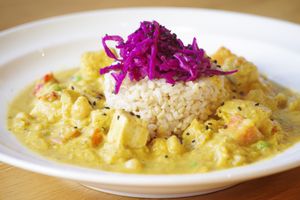 LEMONGRASS THAI CURRY & BROWN RICE at Lotus Seed Vegan in Vancouver