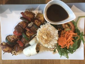 Grilled Satay at Lotus Seed Vegan in Vancouver