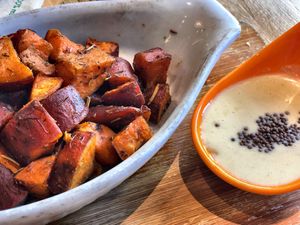 Roasted Yams at Lotus Seed Vegan in Vancouver