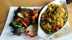 Scrambled tofu at Lotus Seed Vegan in Vancouver