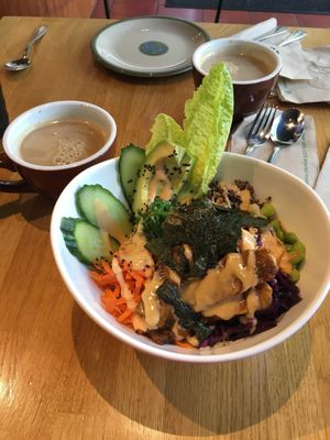 poke salad bowl  at Lotus Seed Vegan in Vancouver